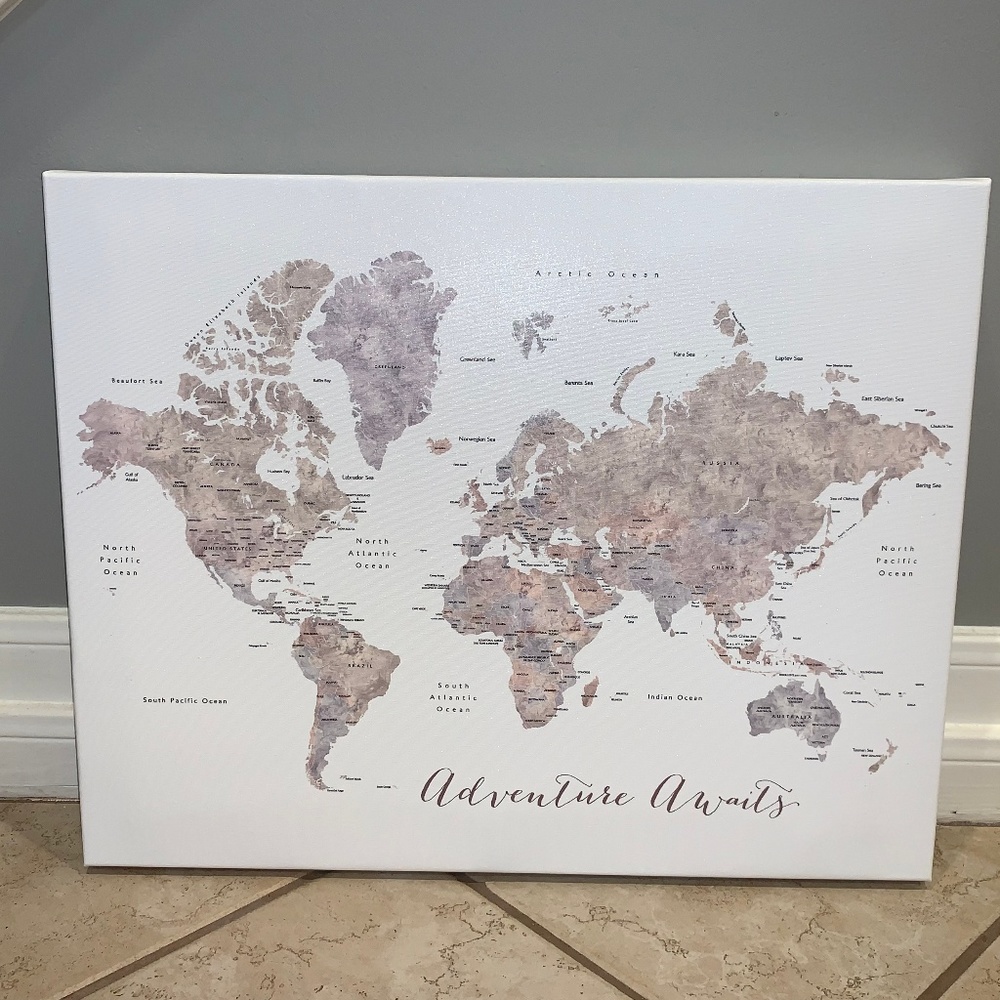 NEW 20"x16" Gallery-Wrap Canvas Travel Map